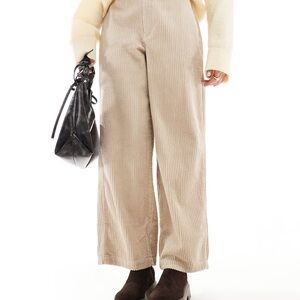 ASOS DESIGN cord barrel pants in straw